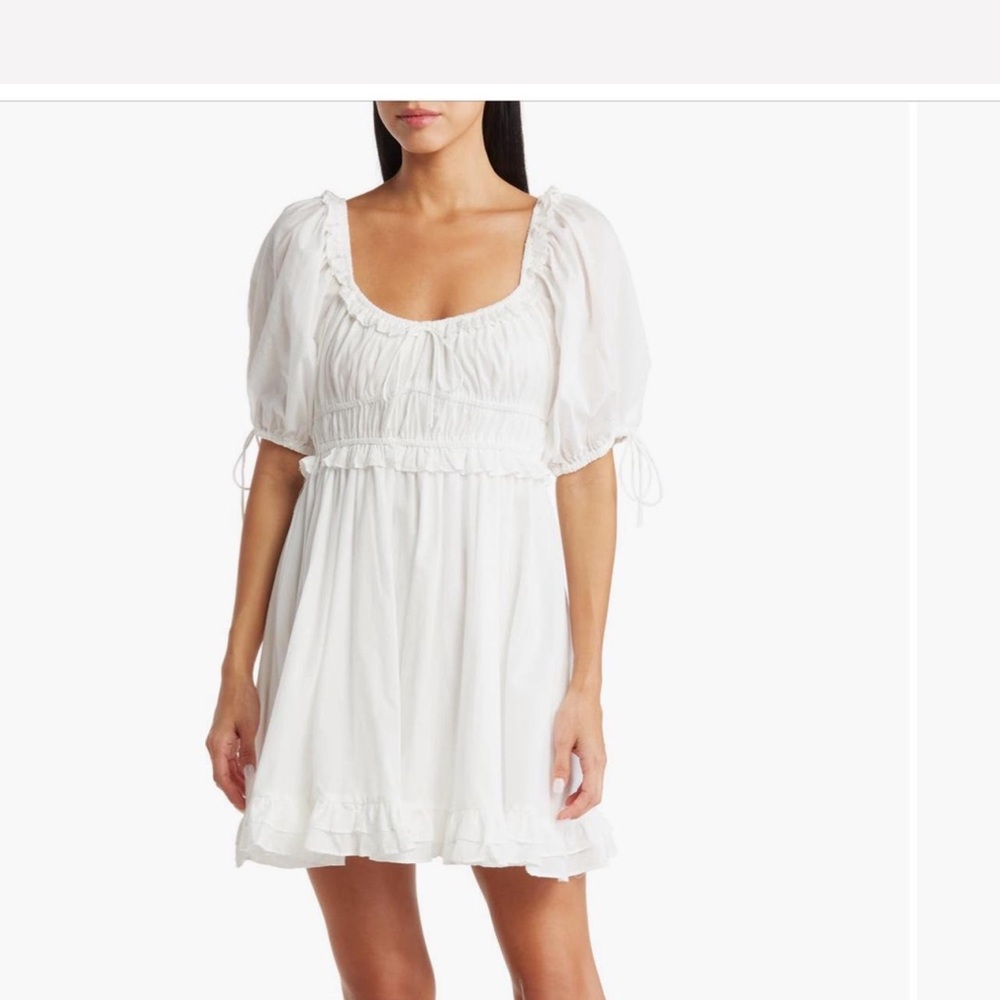 En Saison White Mini Dress with Ruffle Hem